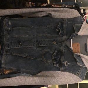 Distressed jean/sweater jacket